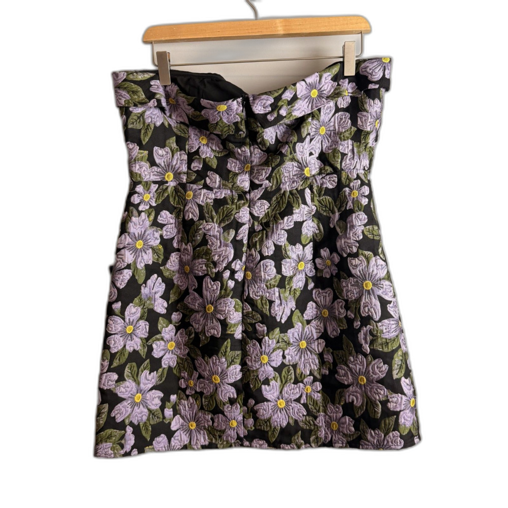 NWT Lulus Purple Darling Sensation Black Floral Jacquard Strapless Mini Dress XL - Picture 10 of 16